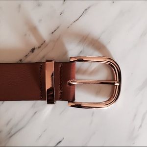 Rose Gold Tan Leather Belt