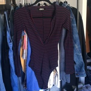 Reformation Striped Long Sleeve Bodysuit