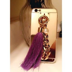 ✨Gold iPhone 6 and 6s mirror tassel case ✨