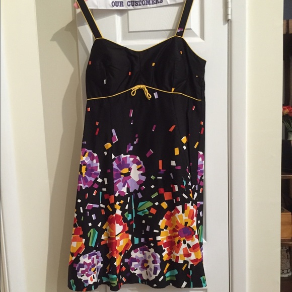 Black dress with confetti like designs