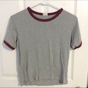Gray & Maroon Ringer Tee