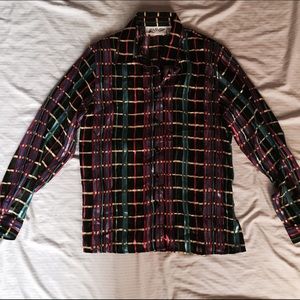 Vintage Multi-Colored Check button down blouse