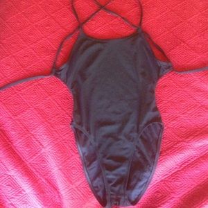 Solid black jolyn tie back onesie size 28