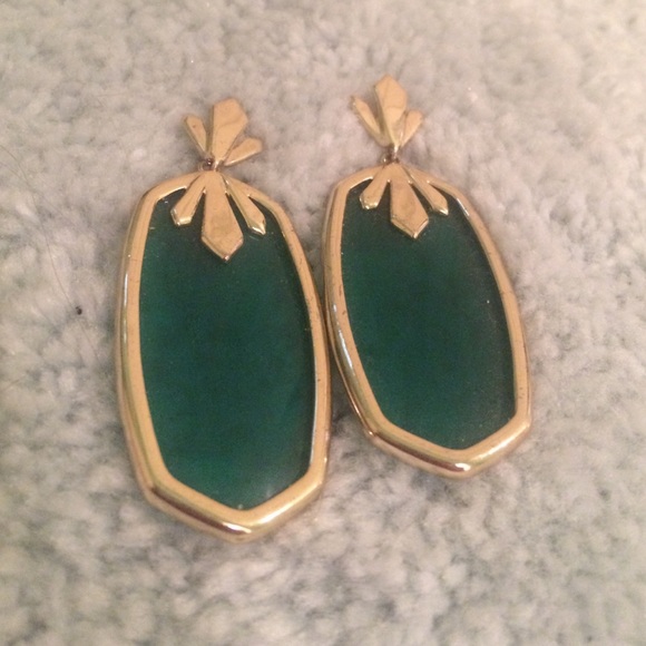 Emerald Green and gold Kendra Scott earrings