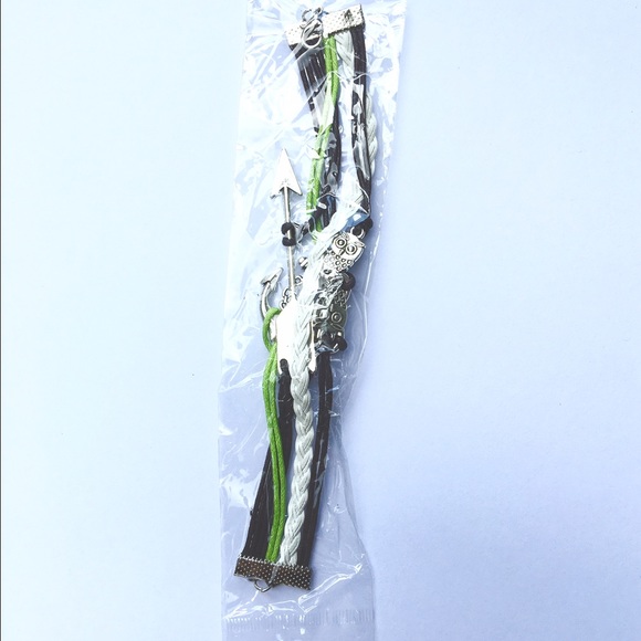 NEW! OWL, ANCHOR, GREEN & BLACK INFINITY BRACELET - Picture 2 of 3