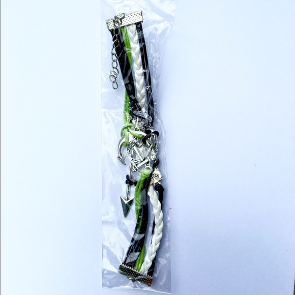 NEW! OWL, ANCHOR, GREEN & BLACK INFINITY BRACELET - Picture 3 of 3
