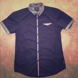 Black button up short sleeve.
