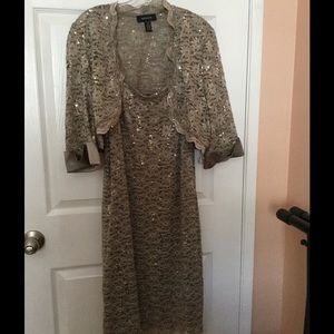 Sequined lace elegant jacket dress.
