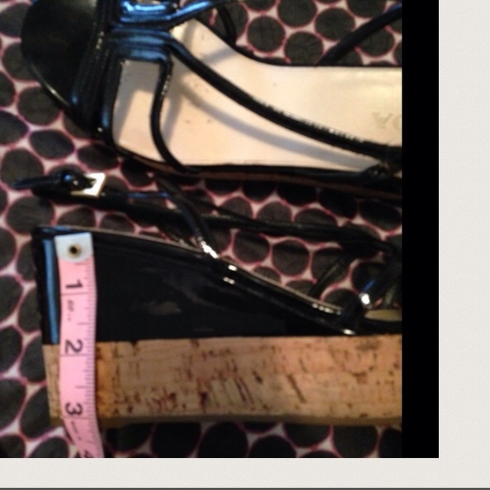 PRADA Black Patent Leather Strappy Cork Platforms