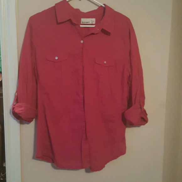 Dark pink button-down shirt