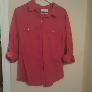 Dark pink button-down shirt