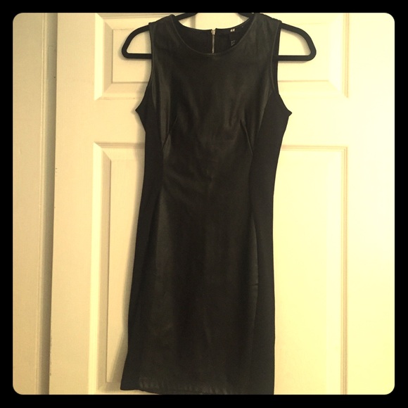 H&M black faux-leather dress