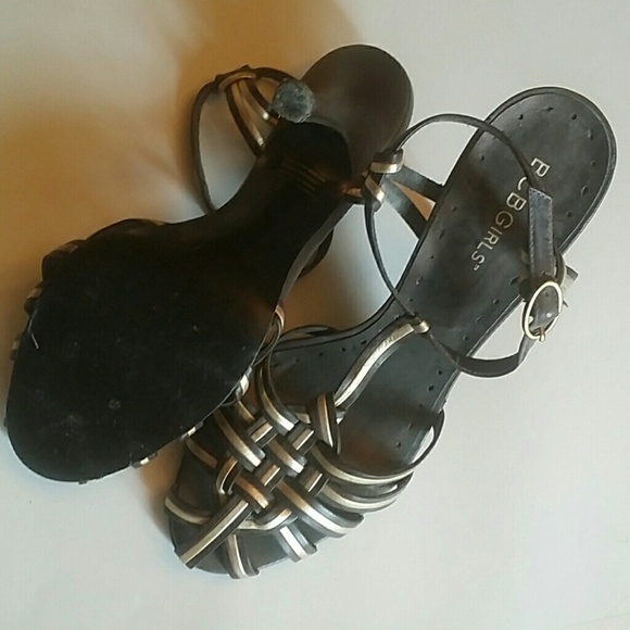 Shoes Brown & Gold closed toed Heels sz 7 1/2 - Picture 4 of 8