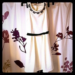 Ivory dress with jeweled neckline