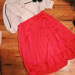 Coral Banana Republic Box-Pleat Skirt