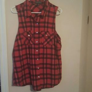 Black and red plaid vest