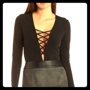 BRAND NEW WITH TAGS. Sexy Black Lace-Up Bodysuit!