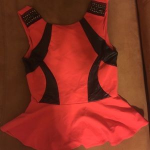 BeBe coral peplum top
