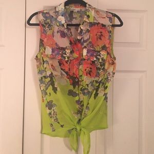 NWOT Saks Fifth tie up sleeveless blouse