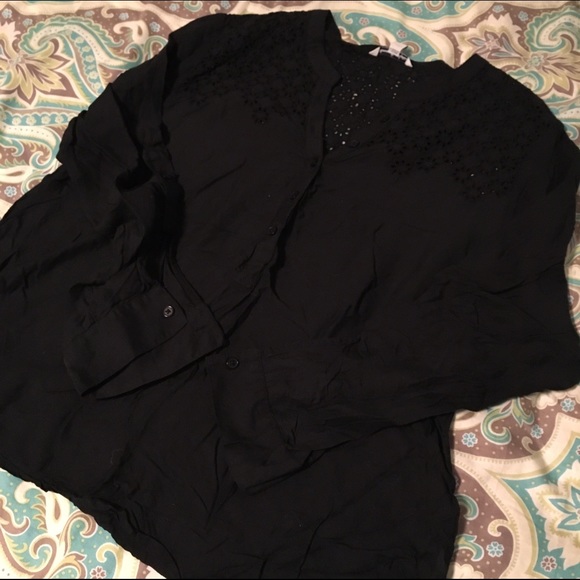 Black Eyelet Tunic Top