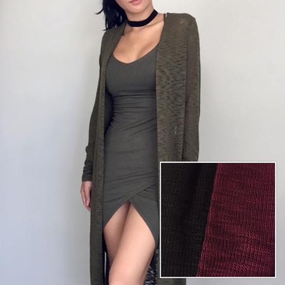 >LAST2// Black Burnt Long Slit Cardi - Picture 4 of 4