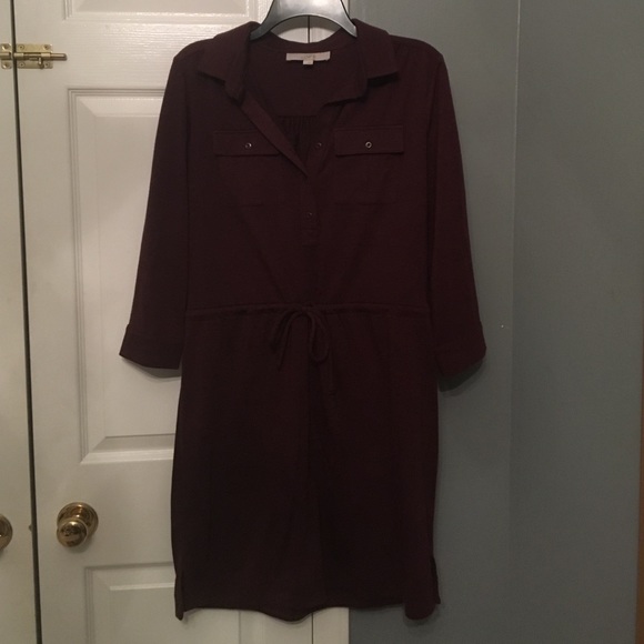 Ann Taylor Loft Casual Burgundy Dress