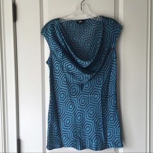 Worth teal patterned cowl neck top