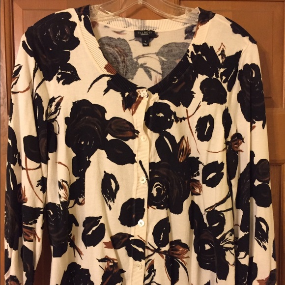 Talbots 3/4 Sleeve Floral Cardigan - Sz Large