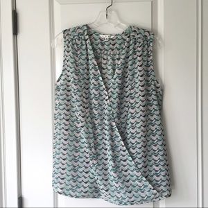 Cabi blue/green patterned sheer top