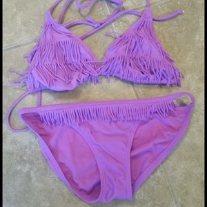 Purple fringe swim suite