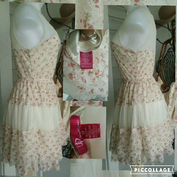 UP by Ultra Pink Cream Floral print Dress - Picture 5 of 5