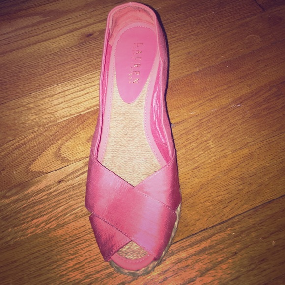 Pink wedged sandals
