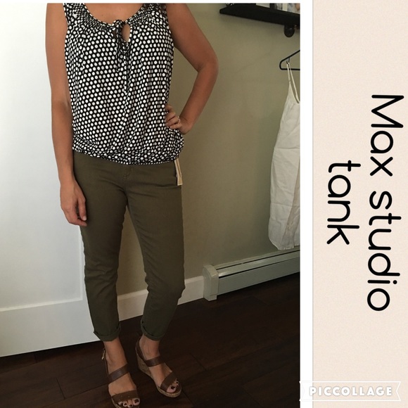 NWOT black and white polka dot Max Studio tank XS