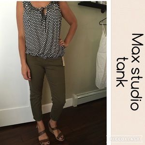 NWOT black and white polka dot Max Studio tank XS