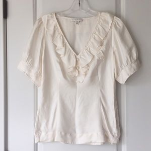 Banana Republic cream ruffle blouse