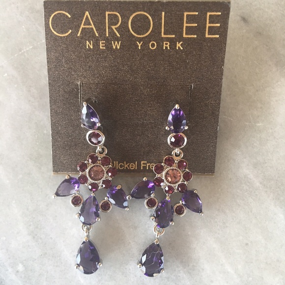 Berry Crystal Drop Earrings - Picture 1 of 2