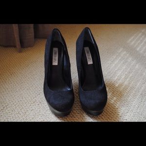 Black suede heels size 7