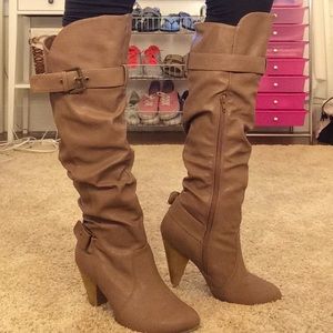 Light brown heeled boots