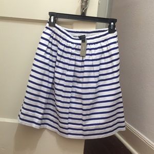Navy and White Striped J Crew Skirt