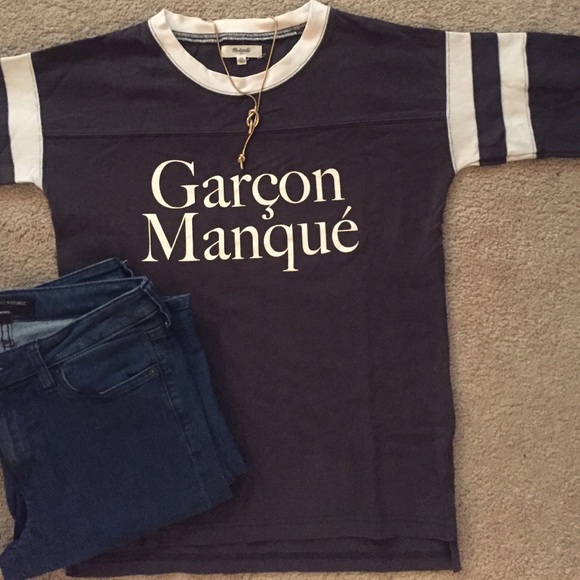 Varsity style 3/4-sleeved graphic tee shirt