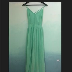 Backless maxi mint green dress