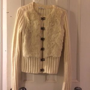 Faux fur loft sweater cardigan NEW