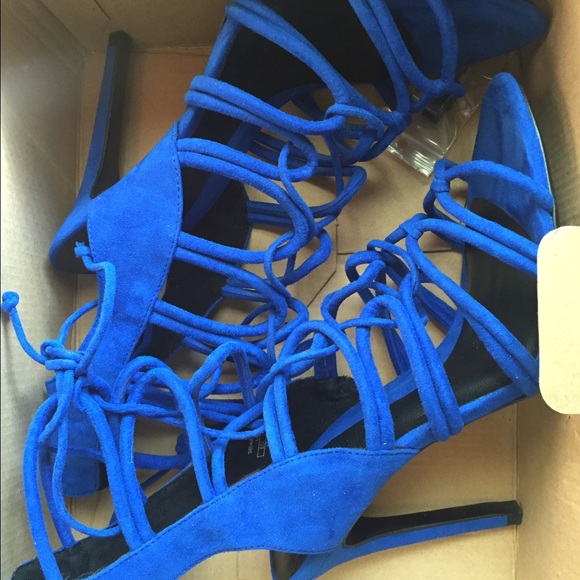 Zara blue lace up heels