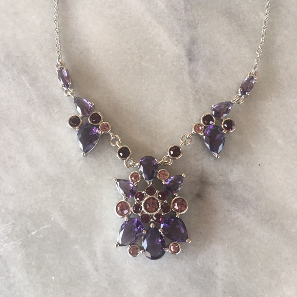 Berry Purple Crystal Bib Necklace - Picture 1 of 3