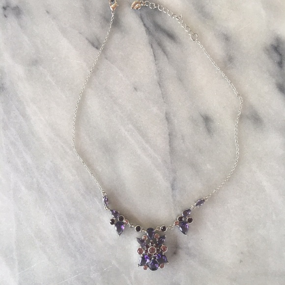 Berry Purple Crystal Bib Necklace - Picture 2 of 3