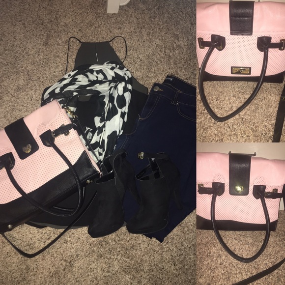 Pink with Black and Gold accent Purse