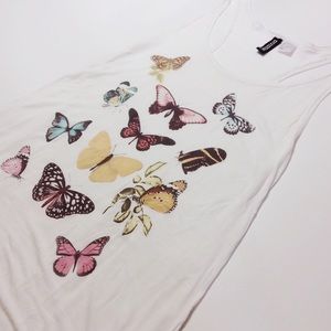 White Tank with Butterfly Graphic