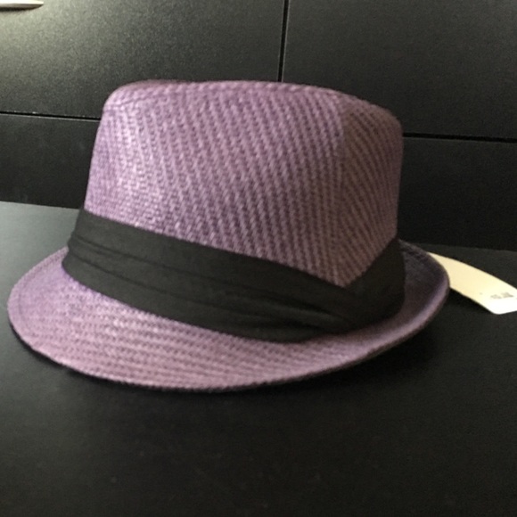 Women's purple black trim fedora hat
