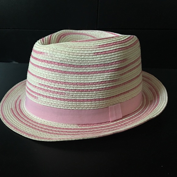 Women's pink stripe fedora hat