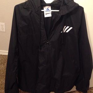 Black Hooded Adidas Windbreaker
